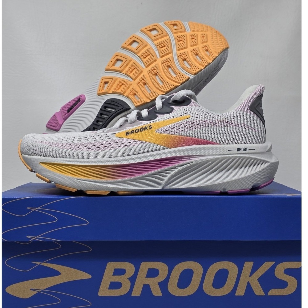Brooks Ghost 17 Size 6 Womens Grey Pink Orange Running Shoes 120431 1B 070 New
